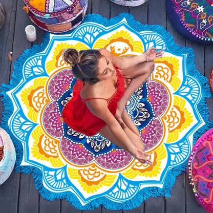 Indian Mandala Tapestry With Tassel Printed Beach Towel Wall Hanging Yoga Mat Bikini Cover-Up for Home Decor