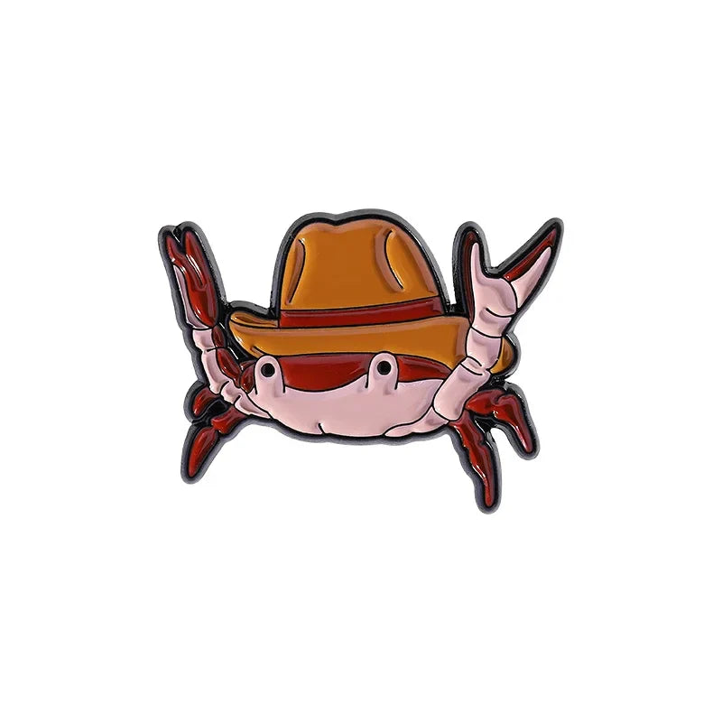 Cowboy Frog Bee Capybara Enamel Pin Cartoon Cowboy Lion Crab Animal Brooches Bag Lapel Bag Badge Funny Jewelry Gift for Friends