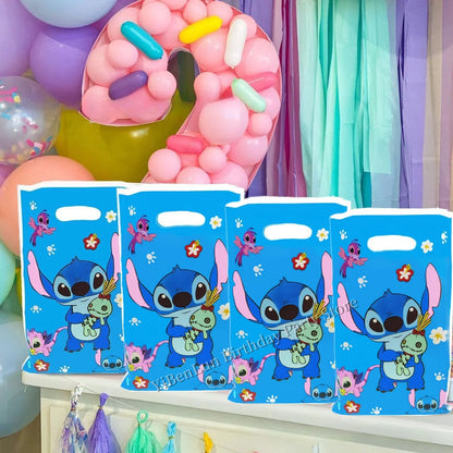 Stitch Decoration Birthday Stitch Gift Bag Plastic Blue Stitch Goodie Gift Bags Biscuit Package Baby Shower Supplies Kids favors