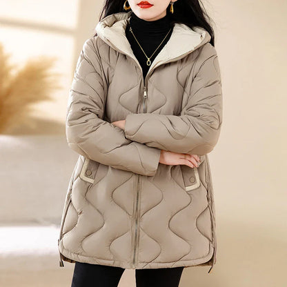 2024 New Winter Jacket Parkas Women Coat Fur Collar Hooded Overcoat Female Jacket Parka Thick Warm Cotton Padded Outwear