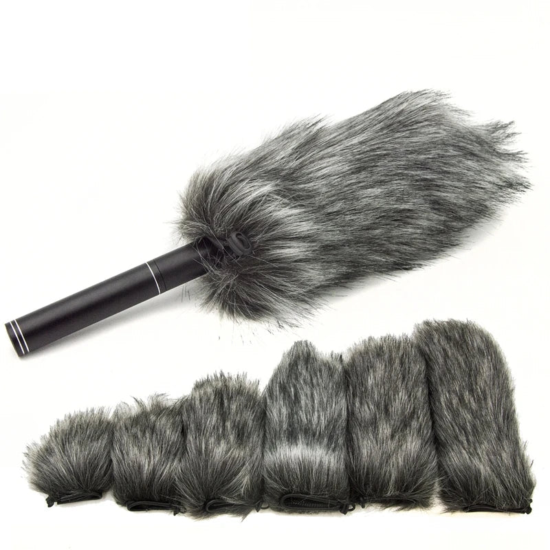 Microphone Windscreen Cover Furry Windscreen Wind Cover Windproof Microphone Sleeve 9-24cm for Interview Microphone
