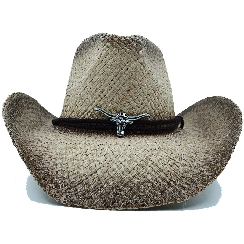 The latest Cowboy hat rose red retro straw hat 2023 new men's and women's jazz Cowboy hat straw hat sun hat summer hat sombrero