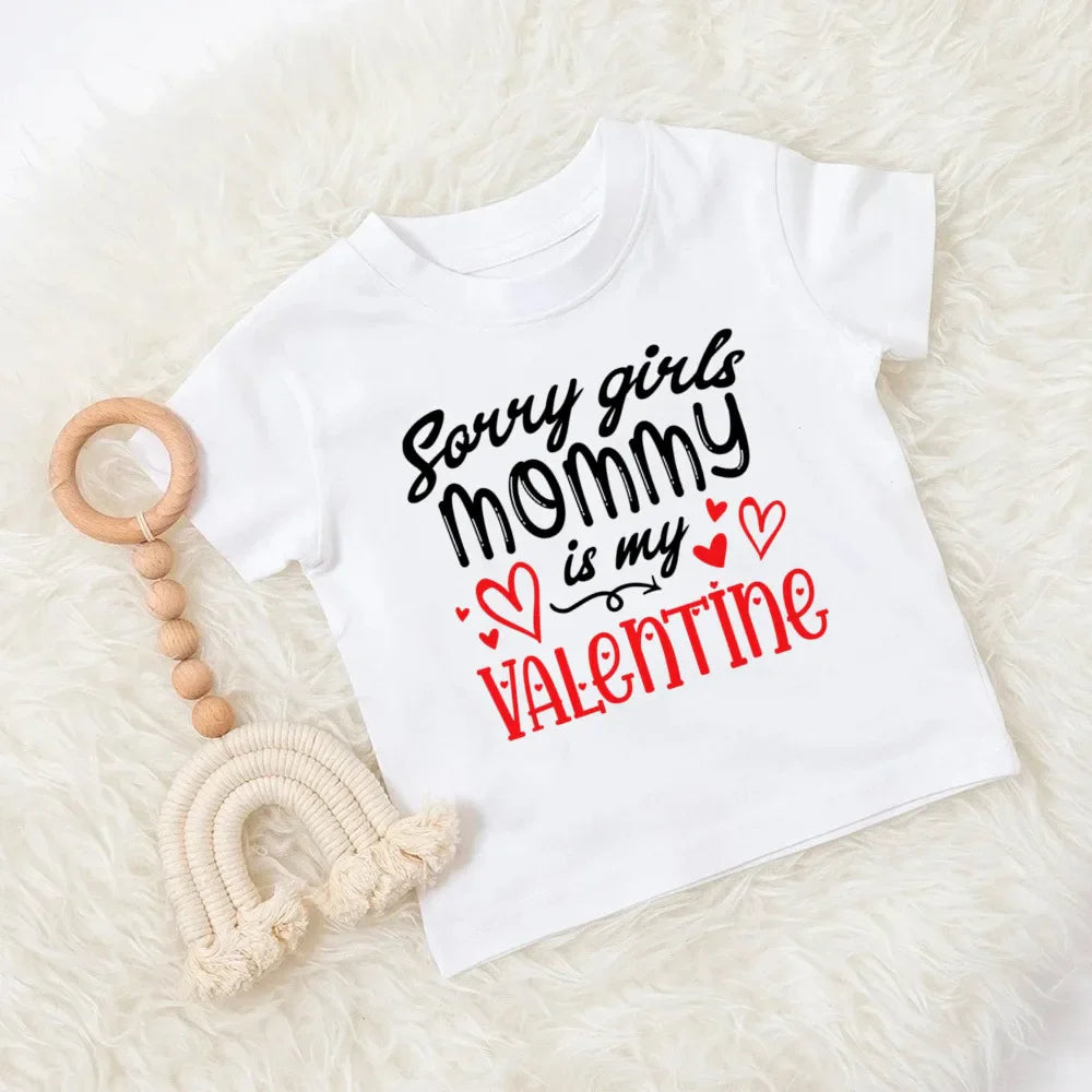 T-shirt imprimé pour maman et papa, vêtements pour enfants, hauts pour garçons et filles, tenue décontractée pour fête de la saint-valentin