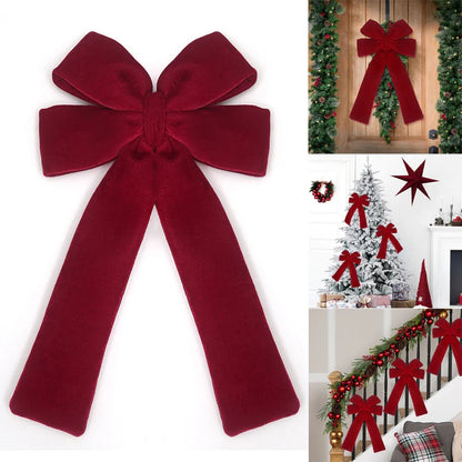 Grand nœud papillon de noël suspendu, pendentif en velours rouge pour porte, décoration de fête de noël du nouvel an 2026, nouvelle collection