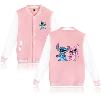 Lilo Stitch Blouson Baseball Hommes Femmes Hip Hop Harajuku Vestes Streetwear Enfants Garçons Filles Manteaux Collège Amples