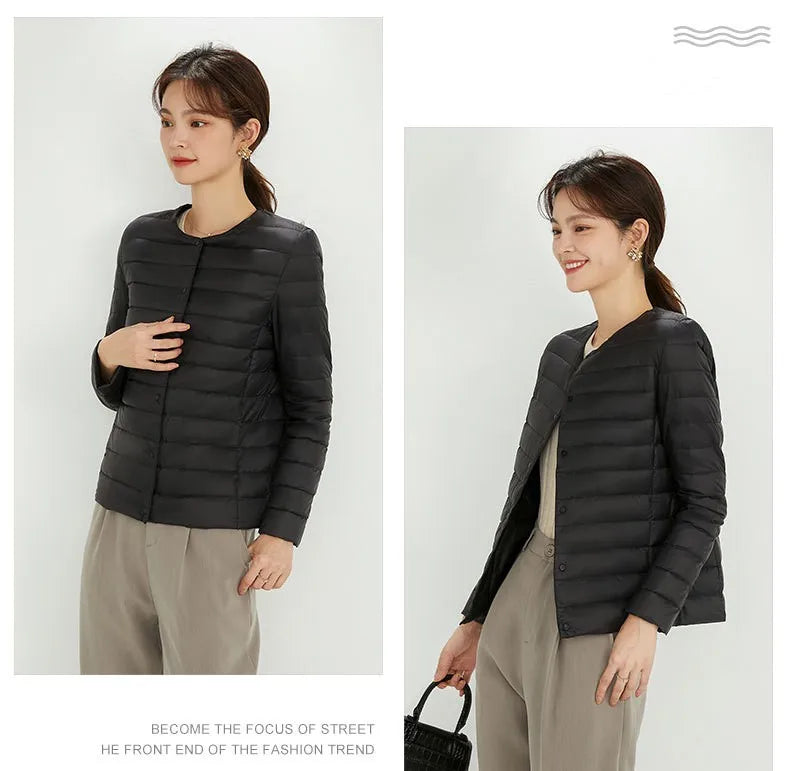 Top Grade 90% White Duck Down Women Ultra Lightweight Packable Line Jackets 2023 New Autumn Winter Keep Warm Puffer Coats