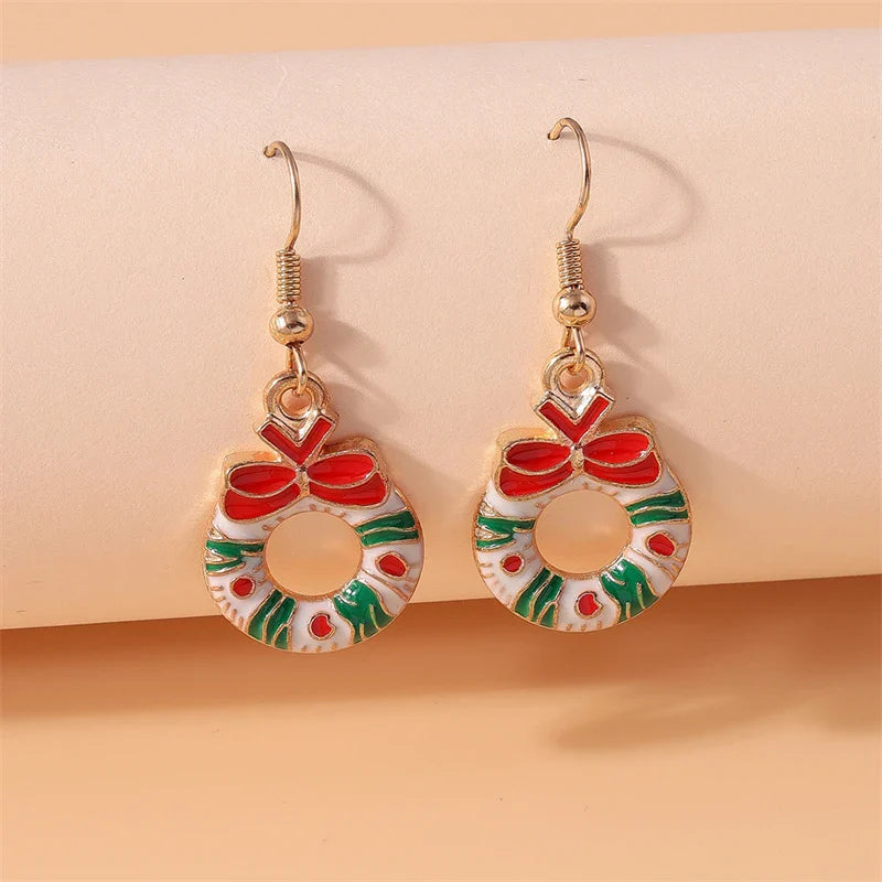 Fashion Merry Christmas Tree Deer Snowflake Santa Claus Drop Earrings for Women Girls New Year Party Festival Jewelry Gifts