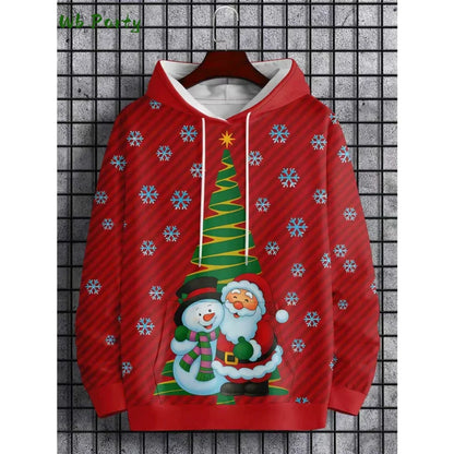 Pull à capuche de Noël 2025 pour homme, mode, imprimé 3D, sweat-shirt drôle Père Noël, graphique Harajuku, chemisier, vêtements pour homme
