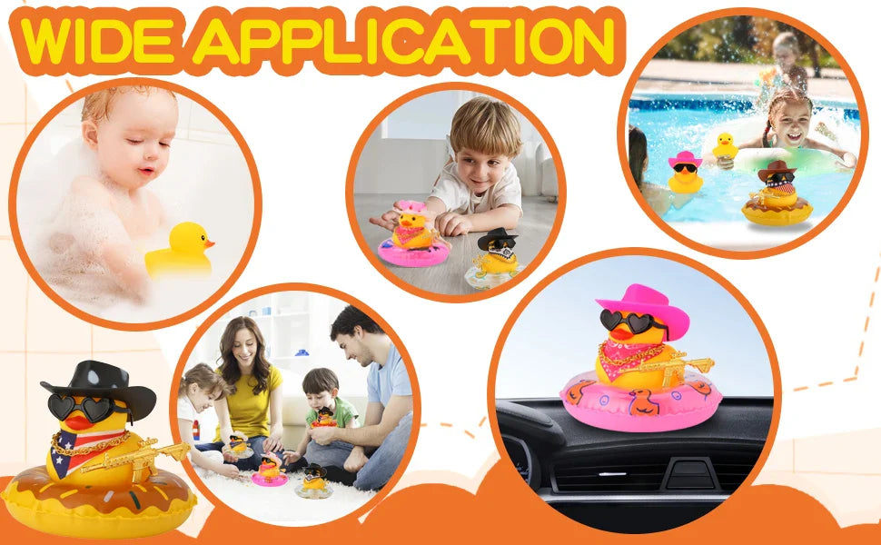 Cowboy Hat Rubber Ducks Toys Office Car Decoration Cute Summer Duck Duckling for Birthday Party Supplies Gifts for Friends Kids