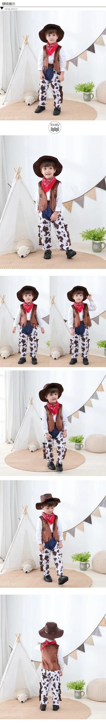 Robe de Cowgirl pour enfants, ensemble complet, Costume de Cowboy occidental, ensemble de 4 pièces, tenue de jeu de noël, vêtements d'halloween pour enfants