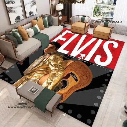 E-Elvis-Presleys Retro Printed Carpet Non-slip Carpet Outdoor Carpets Area Rug Home Bedroom Decor Rug for Bedroom Birthday Gift