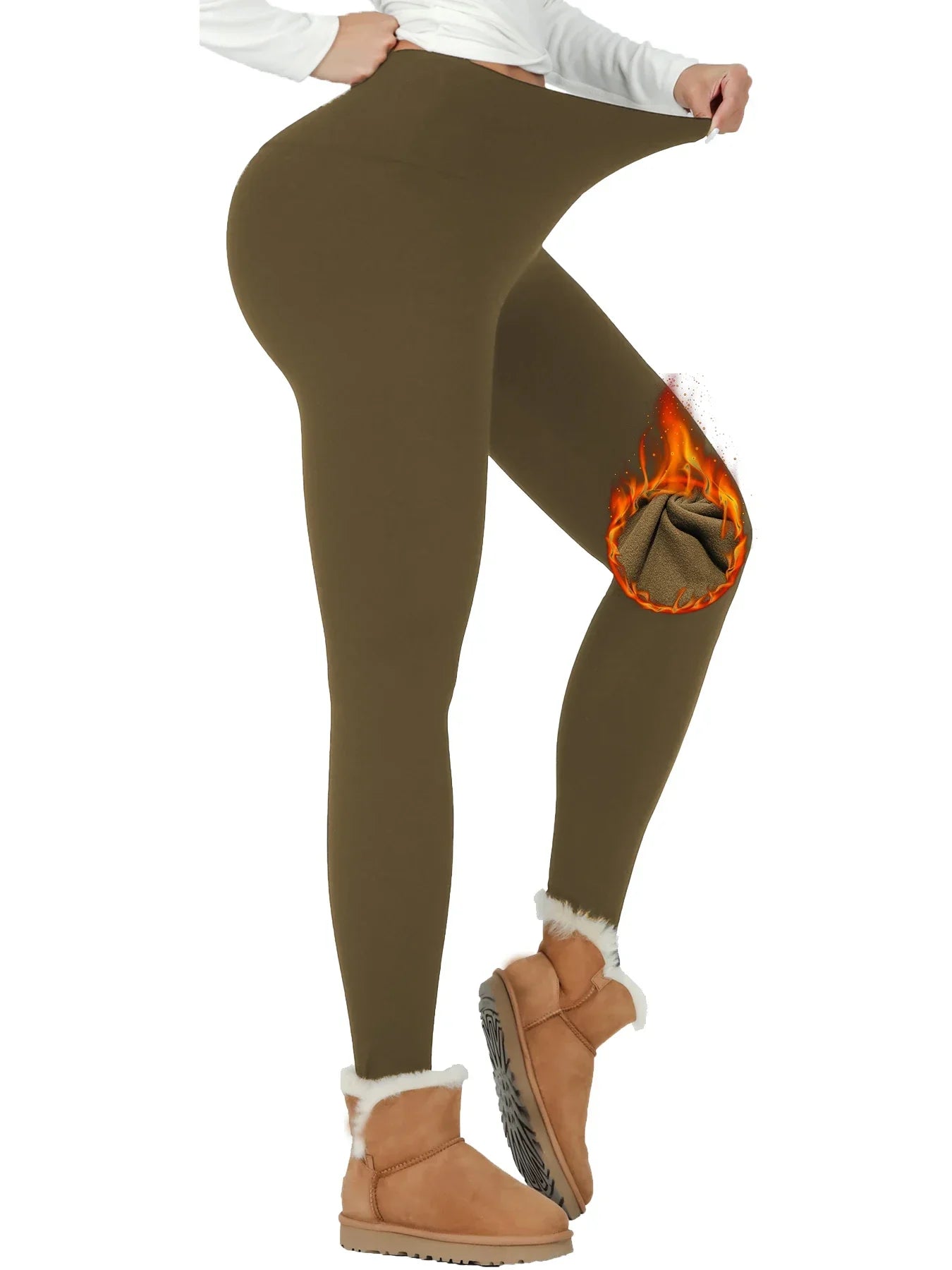 Leggings taille haute doublés en polaire thermique pour femme. Collants chauds et épais pour l'entraînement, pantalons de yoga doux, hiver