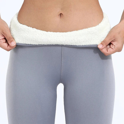 Leggings d'hiver épais pour femmes, doublés polaire chaude, pantalon thermique simple et tendance, leggings noirs amincissants, taille haute élastique, couleur unie