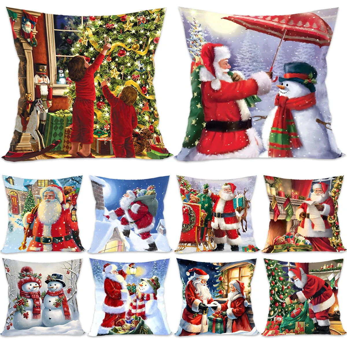 Housse de coussin de noël, père noël, décor de joyeux noël pour la maison, ornements de noël 2025, cadeaux de noël, nouvel an 2026