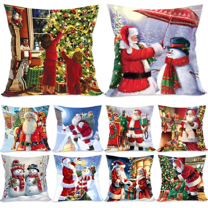 Housse de coussin de noël, père noël, décor de joyeux noël pour la maison, ornements de noël 2025, cadeaux de noël, nouvel an 2026