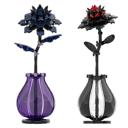 MOC Dahlia fleur blocs de construction modèle violet Dahlia fleur plantes en pot briques assemblage jouets saint valentin Couple bricolage cadeaux