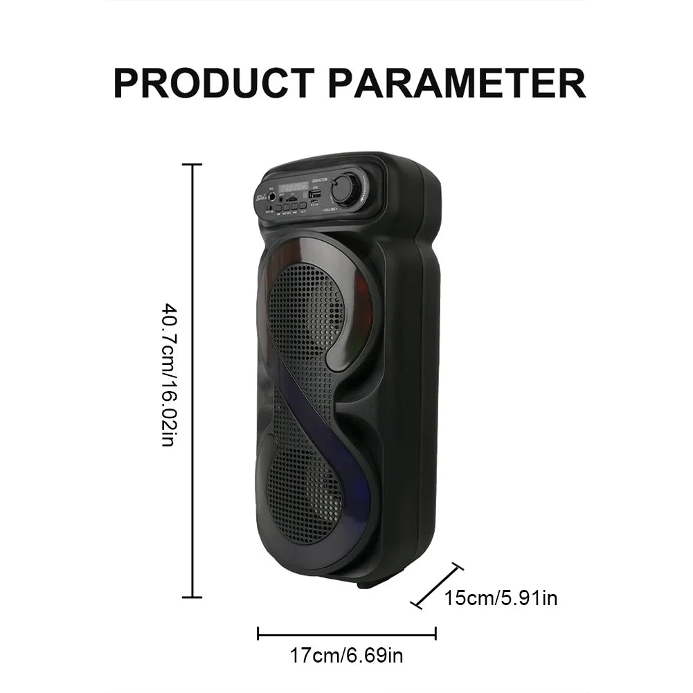 Bluetooth-Compatible Speaker Karaoke Speaker with RGB Light Portable Boombox USB/TF Outdoor Speaker Remote Control for Karaoke