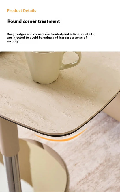 Table d'appoint élévatrice au Design moderne en ardoise de roche, pour lit ou canapé, petit appartement, meubles de salon avec pied en acier inoxydable