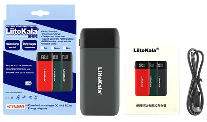 LiitoKala Lii-MP2 Portable Power Battery Charger LCD USB Type-C Input for 18700 20700 21700 18650 Batteries