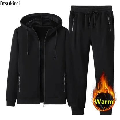 Nouveaux ensembles homme automne hiver 2025 Survêtements décontractés pour homme Costumes de sport à capuche en pur coton épais et chaud polaire pour homme