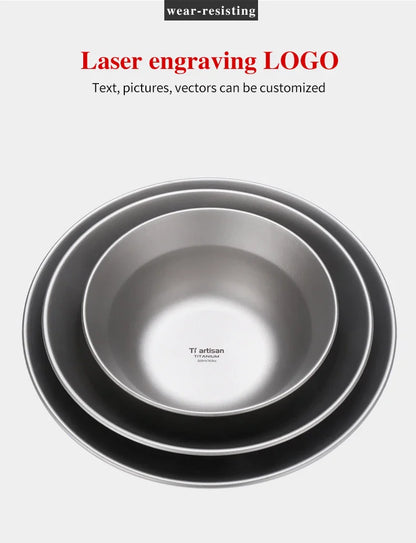 Tiartisan-Filles à repas de camping en titane, assiettes, ustensiles, randonnée en plein air, ultraléger, portable, empilable, plats à salade, ensemble de britware