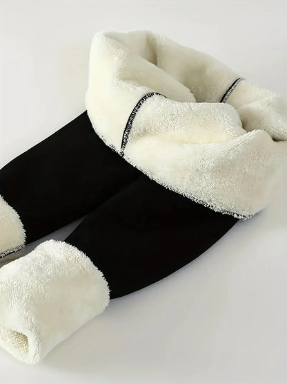 Leggings d'hiver épais pour femmes, doublés polaire chaude, pantalon thermique simple et tendance, leggings noirs amincissants, taille haute élastique, couleur unie