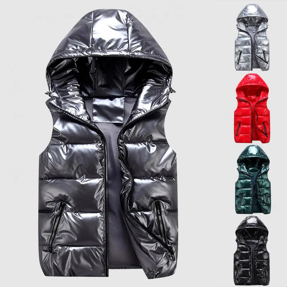 Warm Winter Vest for Women, Bright Color Pockets, Cotton Padded Vest, Quilted Inner Layer, Bright Color Vest for Women, Streetwear