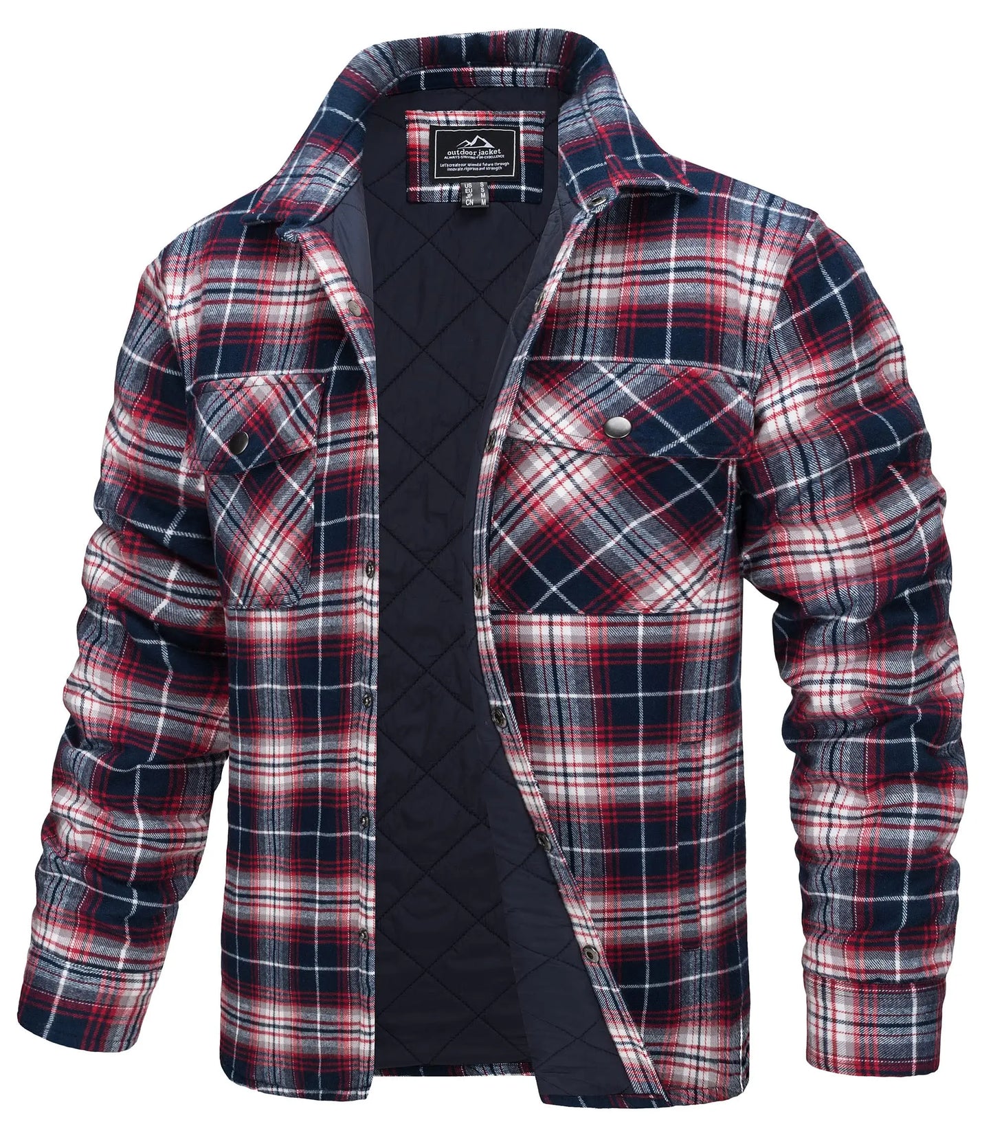 TACVASEN Veste d'hiver en coton à carreaux pour homme, manches longues, matelassée, doublée, en flanelle, multi-poches, vêtements d'extérieur, manteaux de randonnée