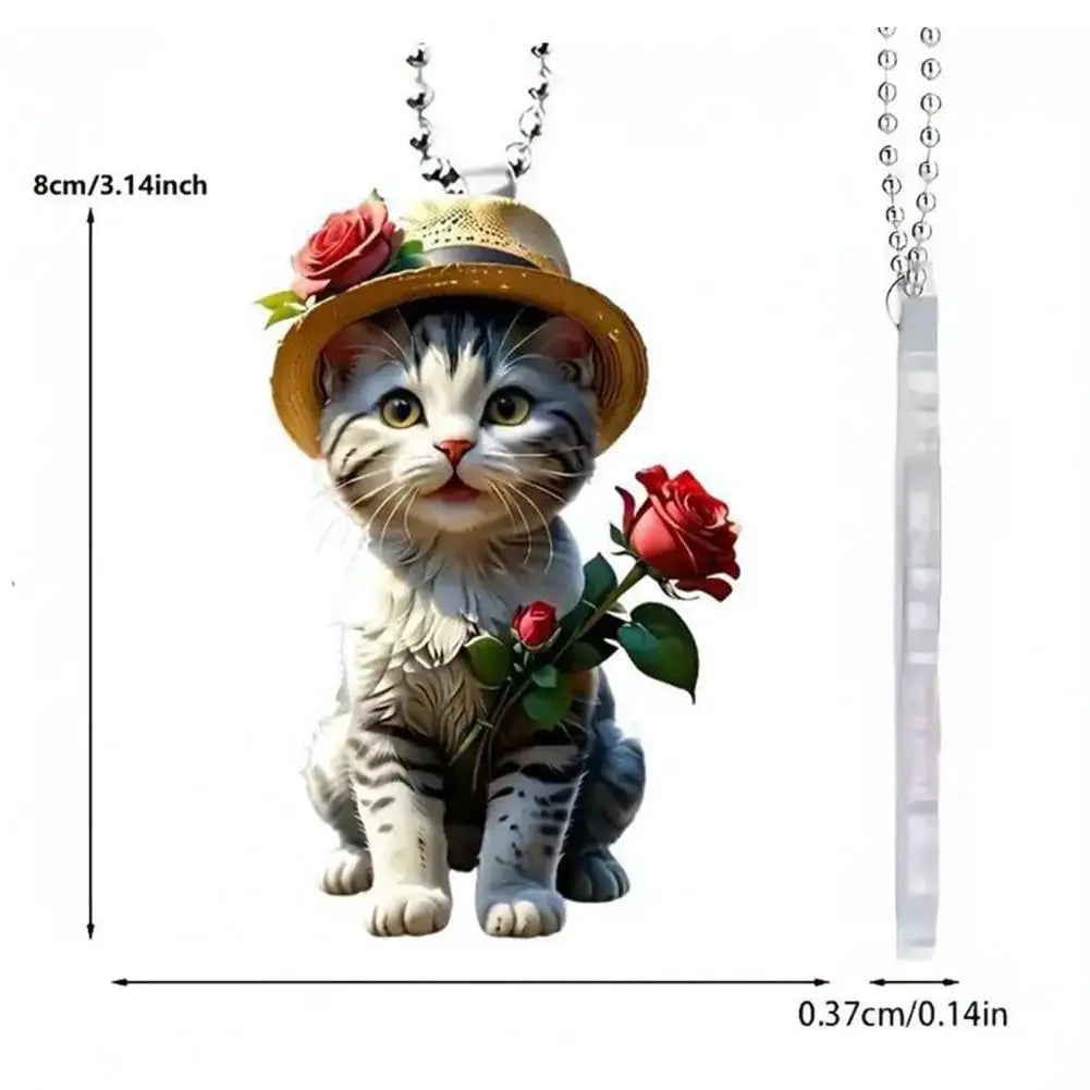Acrylic Cat Charm for Car Realistic Cat Pendant Car Ornament Hanging Decor for Car Lovers Acrylic Charm Party Festival Gift
