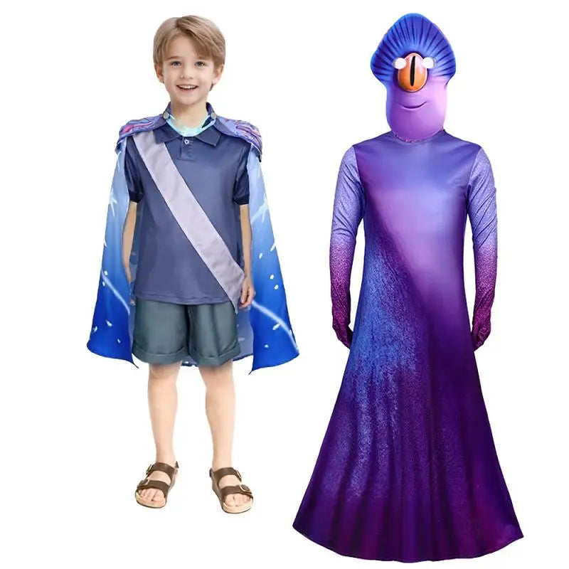 Film Elio Cosplay Costume d'Alien Dessin Animé Garçons Jeu de Rôle Haut Court Pantalon Cape Ceinture Robe Coiffe Tenue Déguisement Halloween