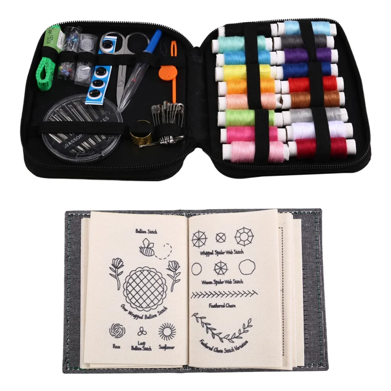 B84B-DIY Stitch Book With Tool Set,Embroidery Felt Book With Needle And Thread Sewing Patterns For Beginners,Embroidery Gift