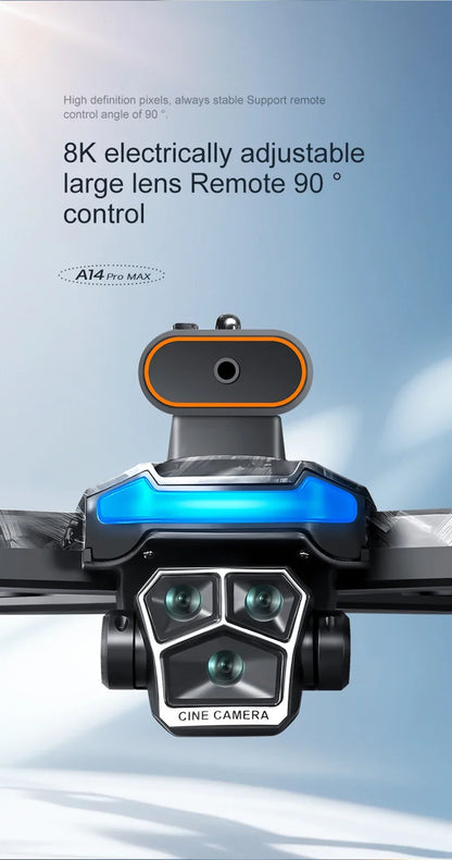 Xiaomi A14 pro Max Drone 8k HD double caméra GPS sans brosse flux optique évitement d'obstacles 4.5 pouces grand écran Uav Rc 20000m nouveau