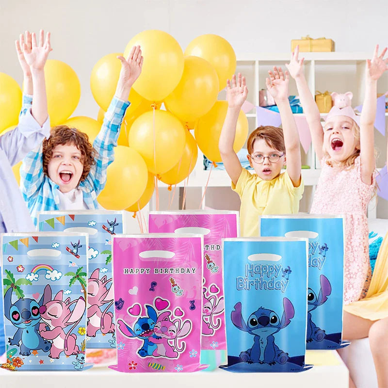 30 sacs cadeaux de fête Lilo & Stitch bleus et roses avec poignées, sacs de fête à thème Lilo & Stitch, pour fête prénatale, anniversaire d'enfants, décoration