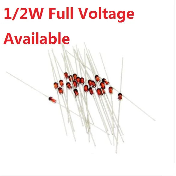 Diode Zener DO-35, BZX55C15V, 16V, 18V, 20V, 22V, 24V, 27V, 30V, 33V, 36V, 39V, 43V, 47V, 51V, 56V, 1/2W, 100 pièces 62V 68V 75V