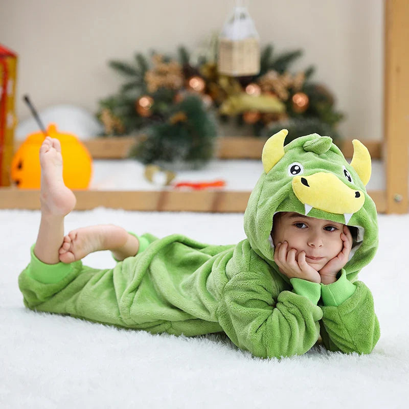 MICHLEY Pyjama grenouillère en flanelle pour Halloween, hiver, avec capuche, pour enfants, déguisement familial, combinaison de nuit, robe de chambre pour garçons et filles