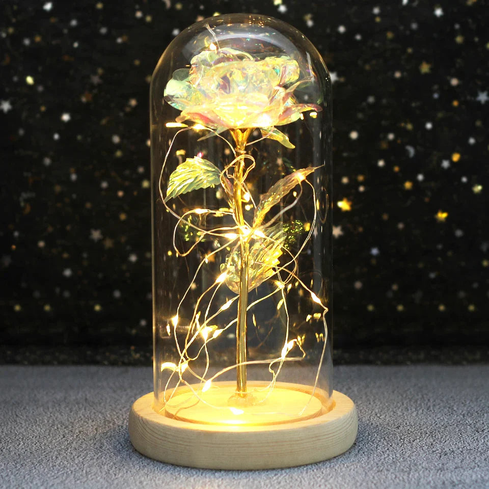 Fleurs lumineuses LED enchantées avec la Belle et la bête, dôme de roses décoratif pour mariage, saint-valentin, cadeau de fête des mères