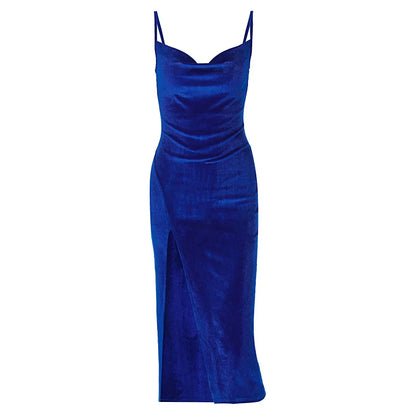 Ele Sexy Women's Spring 2024 Faionable Slim Fit Split Strapl Dr Polyester Fiber mid Waist Gown for Babies