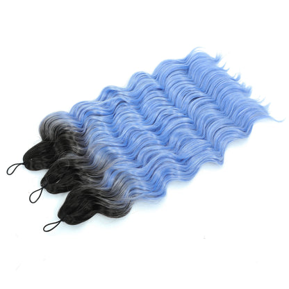 24Inch Crochet Hair Synthetic Braiding Hair Extensions Water Wave Ombre Rainbow color Fake Hair ANNA Deep Wave Curly Hair