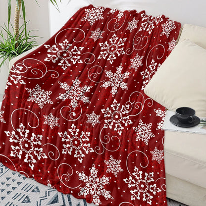 Christmas Snowflake Red Throw Blanket Portable Warm Blanket Blankets For Beds Home Decor Sofa Blanket