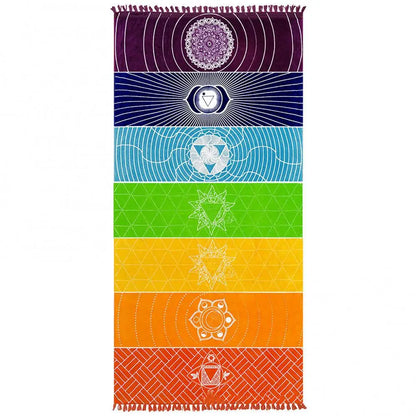 Rainbow 7 Chakra Bohemia Blanket Tapestry Summer Beach Towel Yoga Mat Pad Yoga Mats Summer Beach Towel Yoga Dance Mat Sports Mat
