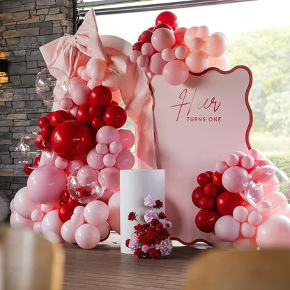 Kit d'arc de ballons du jour de Léon, rouge et rose, décoration pour fête préChristophe, anniversaire, mariage, nouvel an, sexe, 75 pièces