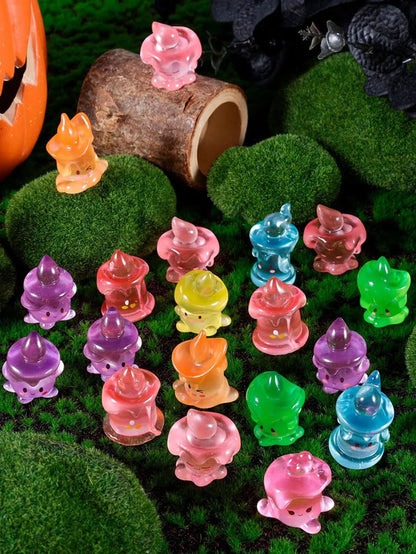 10pcs Halloween Luminous Mini Resin Candles Glow in The Dark Halloween Candelabra Miniature Ghost Candle Decor for Halloween Par