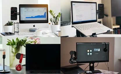 2025 Magnetic Laptop Phone Holder Computer Monitor Side Cell Phone Slim& Foldable For iPhone 14 13 12 Series Case and All Phone