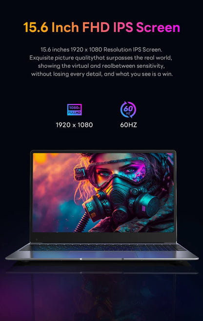BYONE 15.6 Inch IPS Screen Laptop 8GB RAM Intel 11th N5095 Netbook Windows 11 Pro Gaming Office Notebook Business Pc Portable