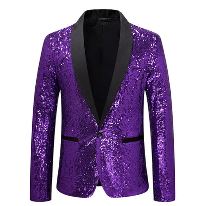 Fashion Men Luxurious Sequin Suit Jacket Green / Silver Men's Bar KTV Stage Dress Male Blazer Coat