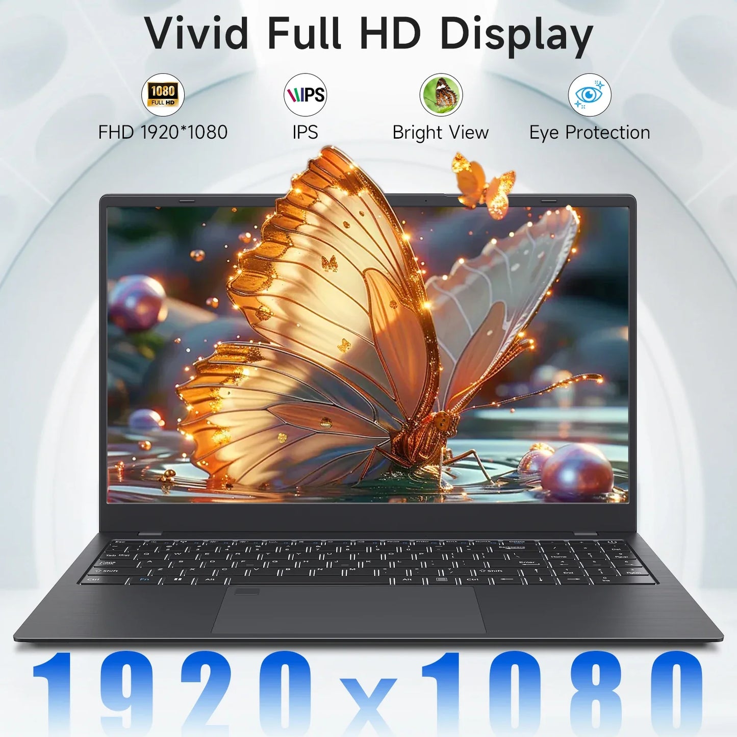 15.6 Inch Business Laptop Notebook PC CPU N5095 16GB RAM 512GB SSD Storage Windows 11 Fingerprint Recognition Backlit Keyboard