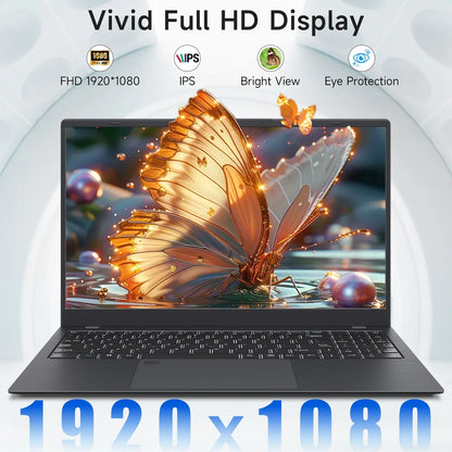 15.6 Inch Business Laptop Notebook PC CPU N5095 16GB RAM 512GB SSD Storage Windows 11 Fingerprint Recognition Backlit Keyboard