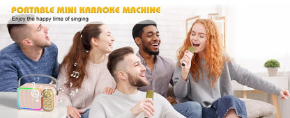 Bluetooth Speaker Accessory Portable RGB LED Light Karaoke With 1-2 Wireless Microphones Effects HIFI Stereo Surround Voice