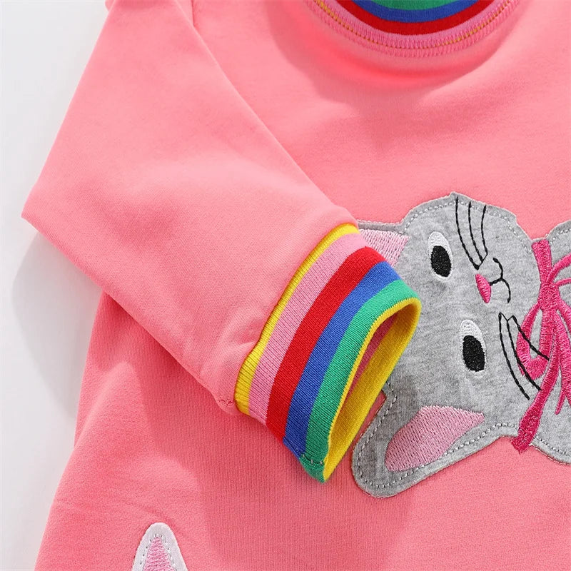 Jumping Meters Paint Brush Children's School Dresses With Pockets Pen Embroidery Long Sleeve Autumn Kids Preppy Style Dress