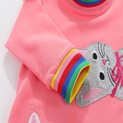 Jumping Meters Paint Brush Children's School Dresses With Pockets Pen Embroidery Long Sleeve Autumn Kids Preppy Style Dress